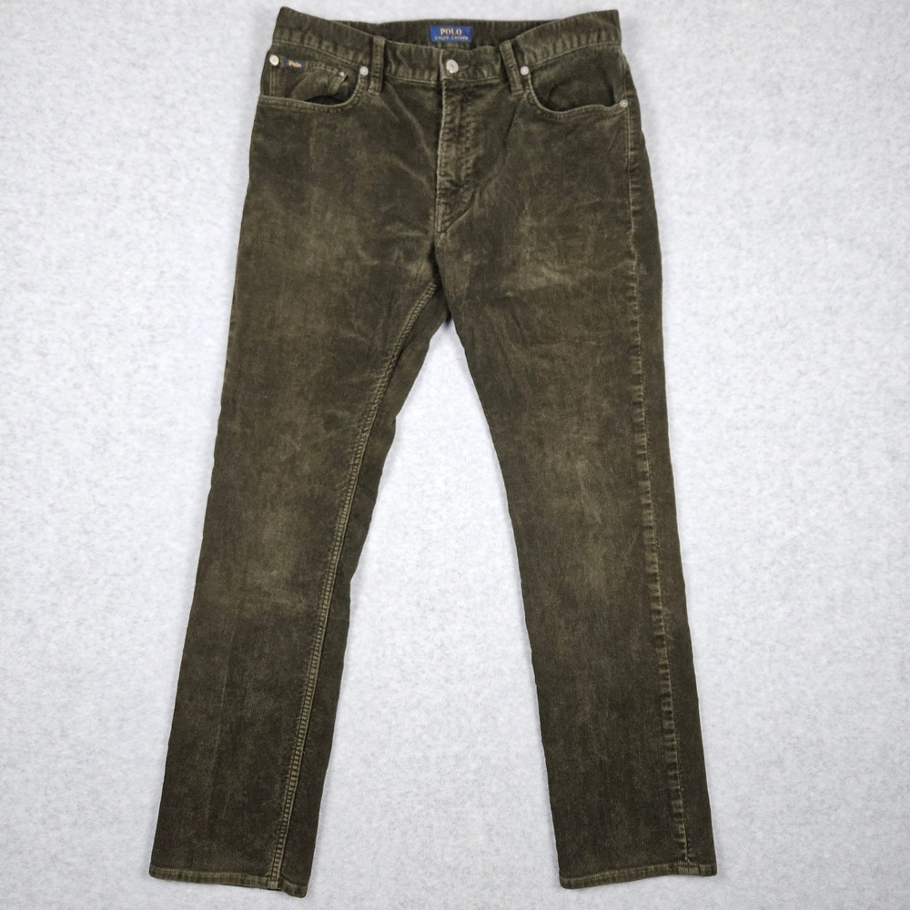 Polo Ralph Lauren (Men's 33x32) Olive Green Varick Slim Straight Corduroy Pants